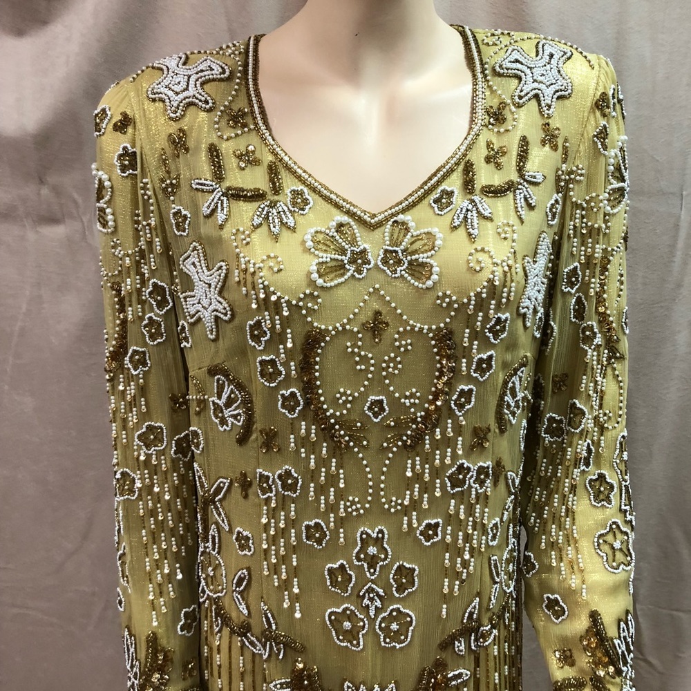 Vintage Gold Beaded Gown - Picture 2 of 8